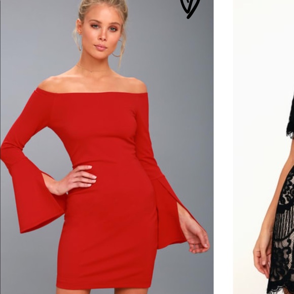 Lulu's Dresses & Skirts - red off the shoulder dress